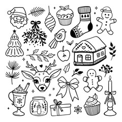 Cute Christmas doodle collection, vector design