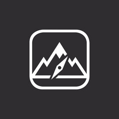 Mountain Range with a Compass Needle Logo Design