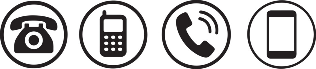 Simple silhouette phone icon collection featuring clean call symbols for communication and UI.