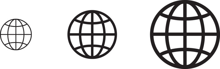 Simple silhouette world icon set featuring globe shapes ideal for global, travel, and map concepts.