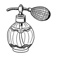 Vintage perfume bottle with bulb atomizer and decorative details