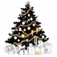 Nostalgic holiday watercolor scene