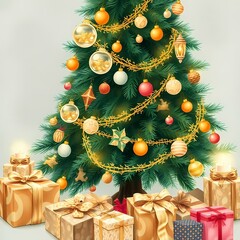 Retro holiday tree with soft lighting