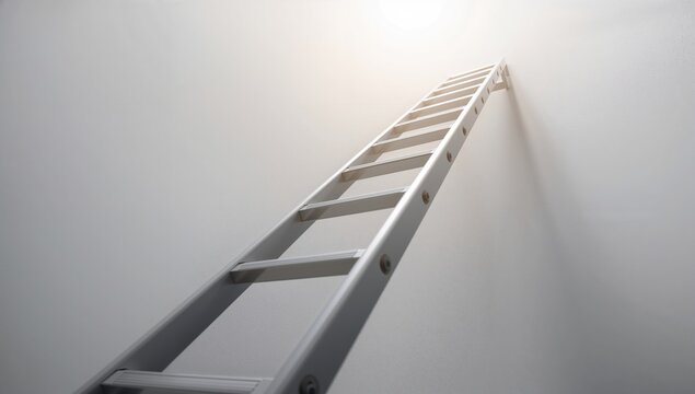 Metallic Ladder Reaching Upward Towards Bright Light Source