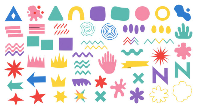 Vibrant Abstract Shapes Elements Set for Modern Graphic Design Web Banners Posters Fun