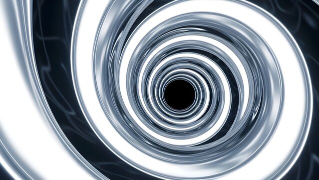 Abstract shiny chrome spiral tunnel background representing technology, data, and fast motion. isolated on White Background - Powered by Adobe