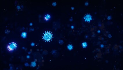 Abstract Representation of Coronavirus Viruses in Dark Background