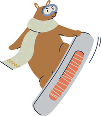 Snowboarding Bear with Scarf