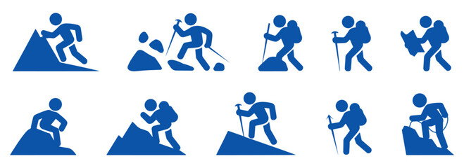 Fototapeta premium winter sports skiing activity silhouette set, winter sports activity icon set featuring skiing snowboarding jumping and mountain movements perfect for outdoor snow sports vector illustration