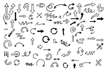 Hand drawn arrow collection direction pointers sketch style