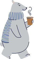 Naklejka premium Bear With Coffee Cup