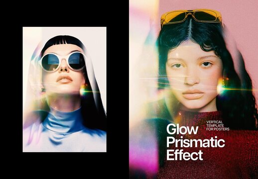 Prism Glow Poster Photo Effect Mockup