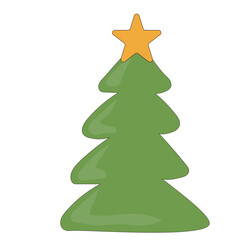 Cartoon Christmas Tree Icon. Evergreen Forest New year Symbol. Traditional Holiday Greeting Party Decoration. Christmas Spruce Tree Childish Hand Drawn Retro Element. Family Party Card Part.