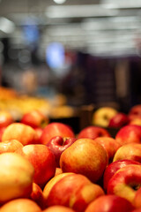 Fresh Red and Golden Apples in Store Display