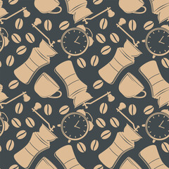 Coffee time concept seamless pattern design. Vector illustration