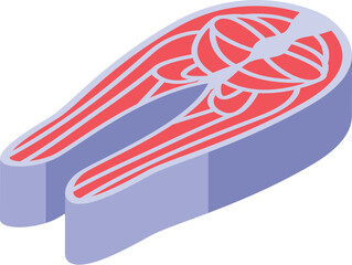 Fototapeta premium Isometric salmon steak icon, showing red meat and white fat