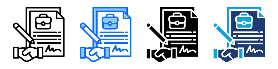 Work Contract Icon Set Multi Style Vector Illustration