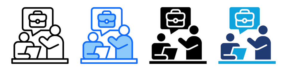 Career Coaching Icon Set Multi Style Vector Illustration