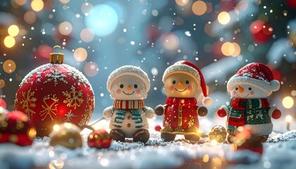 christmas snowman decorations on the table