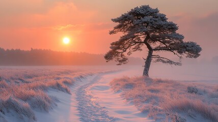 sunset in winter