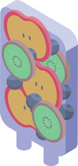 Iv drip with sliced kiwi, apple, and blueberries promoting health and wellness through intravenous vitamin and antioxidant intake