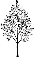 Fototapeta premium Black Tree Silhouette Vector Graphic Illustration Isolated on White Background Minimalist Design Element