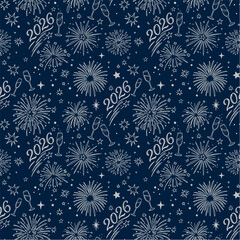 Blue and Silver New Year 2026 Fireworks Pattern
