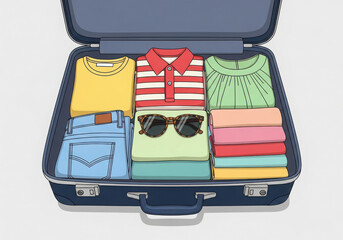 Neatly packed suitcase ready for vacation travel