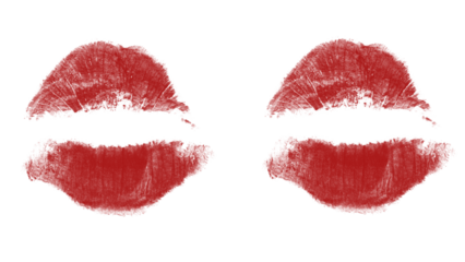 Bold red lipstick kiss mark for impactful beauty and fashion designs, adding a touch of love and passion to creative projects, graphic elements