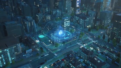 Creating digital model of a city. Artificial Intelligence technology concept. Smart city Construction building city skyline city in Beautiful 3d Blueprint Contemporary Buildings. Blue color 3d - Powered by Adobe