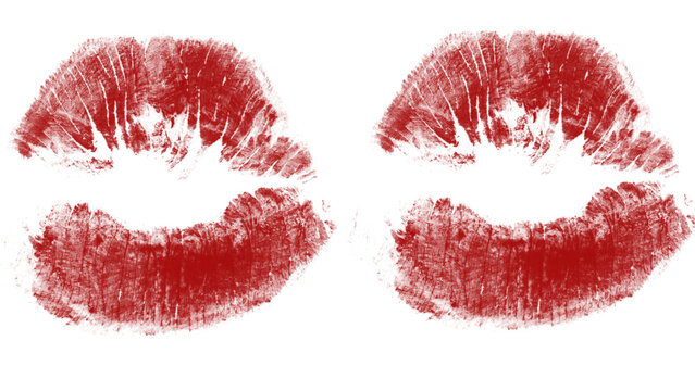 Bold red lipstick kiss mark for Valentine's Day designs or beauty product advertising, perfect for expressing love or adding a sensual touch