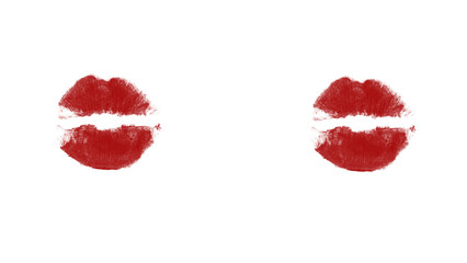 Passionate kiss mark for Valentine's Day, creating a bold and romantic statement on white and black, perfect for expressing love and affection in design projects