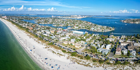 St. Pete Beach near Saint Petersburg Florida sea from above aerial view photography panorama in St...