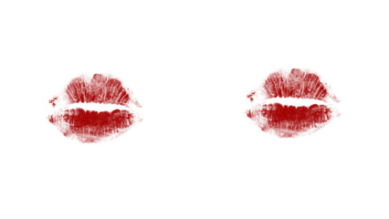 Passionate kiss prints convey love's duality, ideal for bold branding and romantic designs, adding a touch of edgy allure and captivating contrast