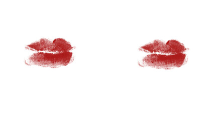Bold red lipstick kiss imprint on white and black for modern beauty campaign, showcasing passion and sensuality in a striking minimalist design