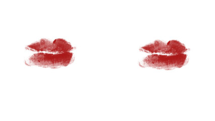 Bold red lipstick kiss imprint on white and black for modern beauty campaign, showcasing passion and sensuality in a striking minimalist design