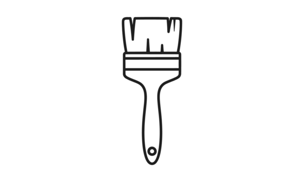 Paint brush icon, simple outline tool symbol on transparent background
