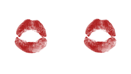 Bold red lipstick kiss mark for beauty, fashion, or Valentine's Day designs, adding a touch of romance and glamour for creative projects and promotions