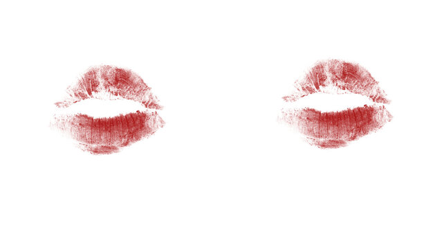 Bold red lipstick kiss mark for beauty ads and romantic designs, a symbol of love and passion, perfect for Valentine's Day or makeup promotions