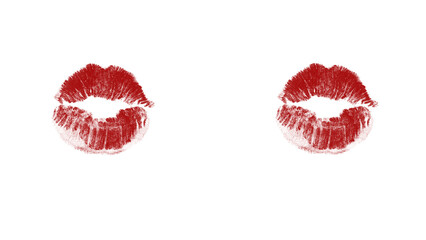 Bold red lip imprint with contrasting light and dark backgrounds, perfect for romantic designs, fashion projects, or beauty product promotions, modern and chic