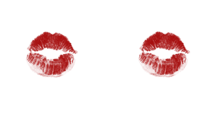 Bold red lip imprint with contrasting light and dark backgrounds, perfect for romantic designs, fashion projects, or beauty product promotions, modern and chic