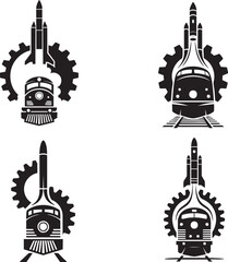 set of silhouettes of houses