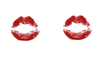 Bold red lipstick kiss imprints on contrasting backgrounds, passionate beauty statement for modern romance or cosmetic designs, vibrant and unforgettable