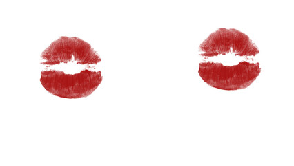 Bold red lipstick kiss mark for Valentine's Day romance or beauty advertisement, conveying passion, love, and affection in a striking graphic element