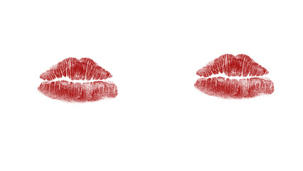 Passionate lipstick kiss imprint on white and black contrast, embodying love and romance for Valentine's Day greetings or beauty advertisements © MDNAZMUL
