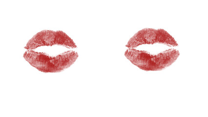 Bold red lipstick kiss imprint on white and black, showing passion, seduction, beauty, a symbol of love and affection, perfect for Valentine's Day designs