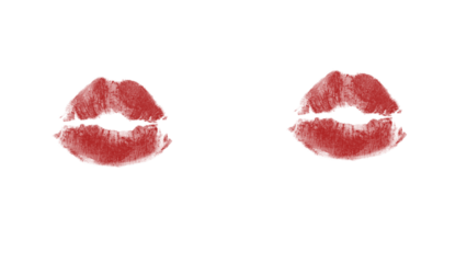 Bold kiss print for beauty, love, and romance themes, perfect for Valentine's Day promotions and modern design projects, a symbol of passion and affection