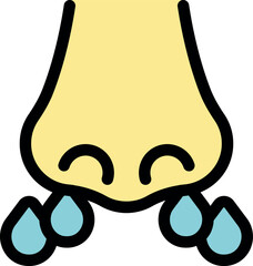 Runny nose dripping mucus showing sickness or infection from cold or flu virus
