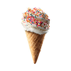 Sprinkled Soft Serve Ice Cream Cone isolated on transparent background