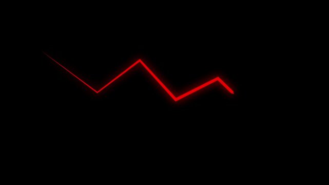 Red Downward Arrow Animation. Falling Trend Indicator, Loss Signal, Decline Marker on Dark alpha Background